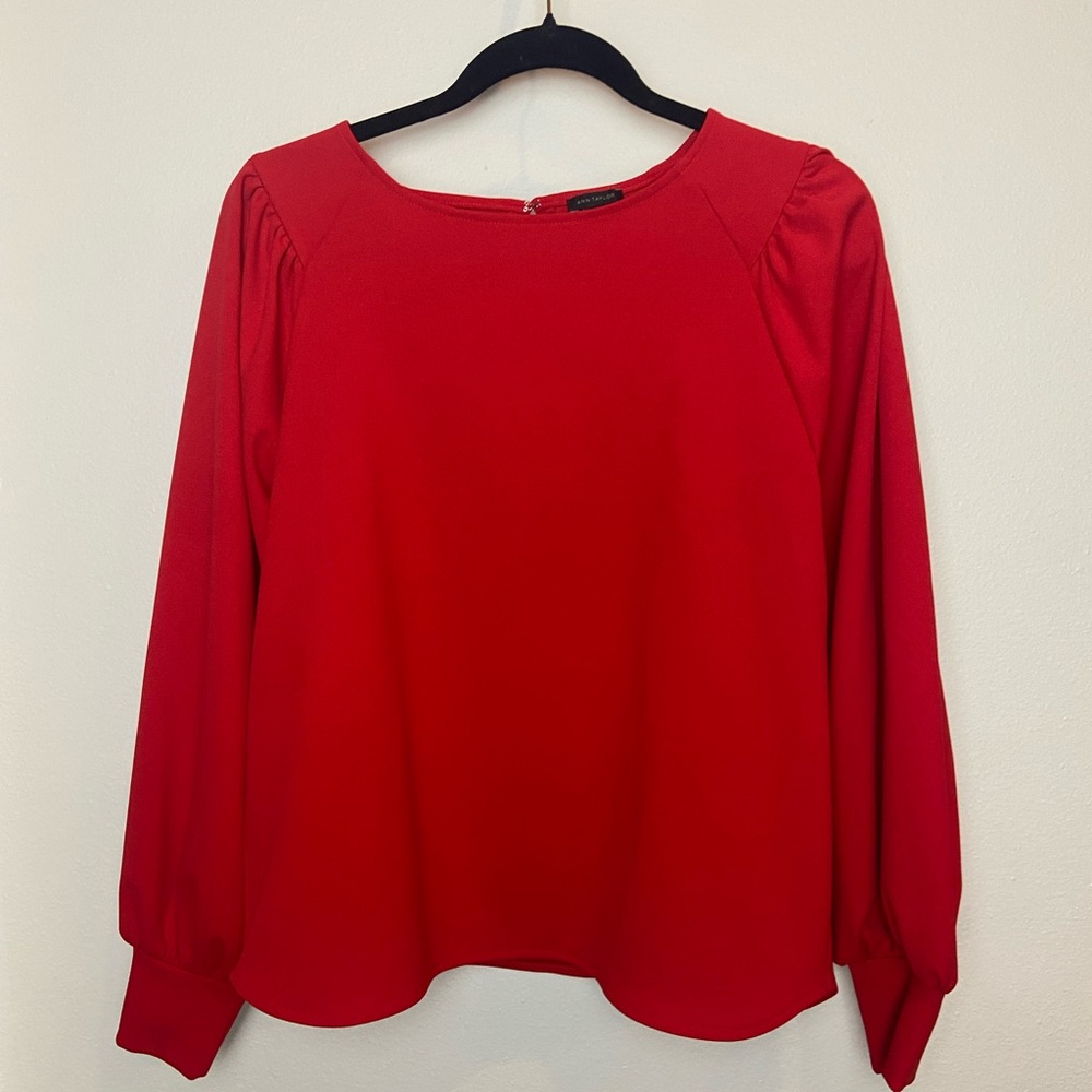 Ann Taylor Red Long Sleeve Top